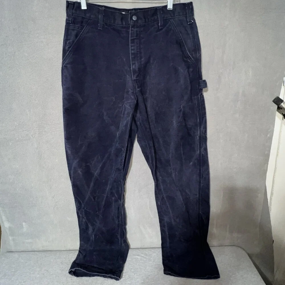 CARHARTT FLAME RESISTANT Men's Pants Canvas Carpenter Pants FRB229DNY 34X34 - Picture 2 of 11